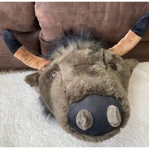 Carstens Bufflo Trophy Head Plush Stuffed Animal Toy 12''  Wall Hanging Brown